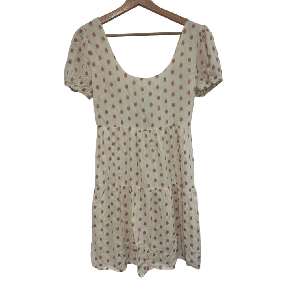 Jessica Simpson Cream Midi Dress with Pink Polka Dots